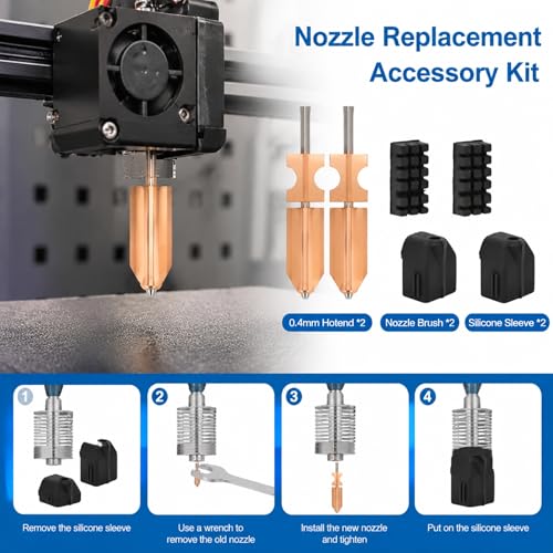 AD5X Nozzle（2pcs） for 3D Printer Extruder, Precision 3D Printer Nozzle Replacement, Durable Extruder Accessory for Additive Manufacturing & Industrial 3D Printing Applications