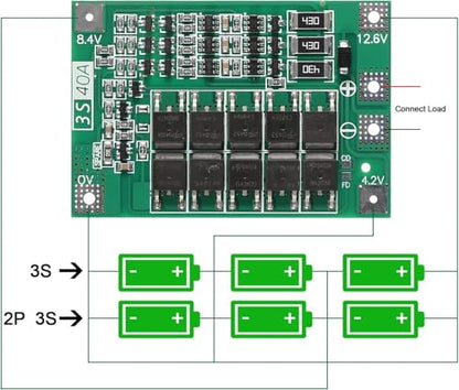 Gebildet 3pcs 3S 11.1V 12V 12.6V 40A 18650 Charger PCB BMS Protection Board Li-ion Lithium Battery Charger Lipo Cell Module for Drill Motor with Balance - style: 3S Charger PCB