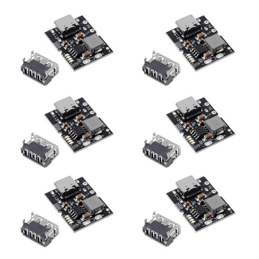 6PCS Type-C USB 5V 2A Boost Converter Step-Up Power Module Lithium Battery Charging Protection Board LED Display USB for DIY Charger - color: 6PCS NO Weld