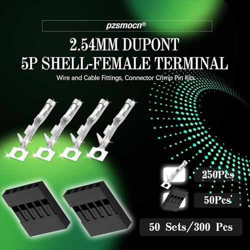 50 Sets / 300 Pieces for Dupont 2.54mm 5Pin Black Female Connector - size: 5-Pin Female, style: Black-Single Row