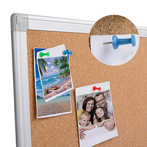 Bulletin Board 36 x 48, Silver Aluminium Framed 4x3 Large Wall Mounted Cork Office Notice Pin Board - size: 36" x 48"