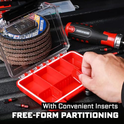 Geinxurn IPX4 Waterproof Small Storage Parts Organizer, Small Parts Case with Removable Dividers, Screwdriver Bit Set Box(5 Boxes) - size: 5pcs Box