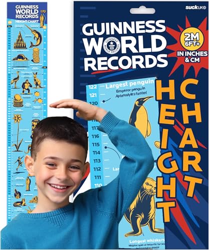 Guinness World Records 2026 Height Chart - Growth Chart For Kids - Educational Height Measurement - Wall Poster With Record Facts - Children's Wall Decor - Nursery Decor & Baby Gift - Stocking Fillers - color: Guinness Height Chart