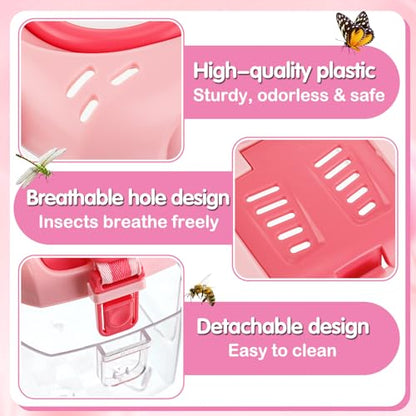 Biubee Bug Catcher for Kids, Bug Catching Kit Gifts with Butterfly Net Toys - color: Pink