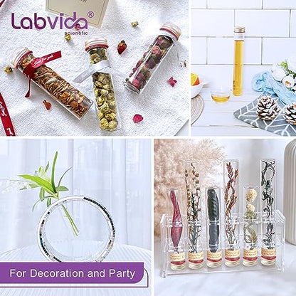 20pcs 25ml Borosilicate Glass Test Tubes with Screw Caps, LVH008 - color: Clear