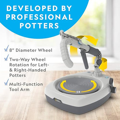 NATIONAL GEOGRAPHIC Hobby Pottery Wheel Kit - 8" Variable Speed Pottery Wheel for Adults & Teens with Innovative Arm Tool, 3 Lb Air Dry Clay & Art Supplies, Crafts for Adults, Craft Kits for Teenagers - style: Hobby Pottery Wheel