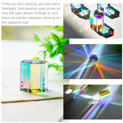 1.2'' Optical Glass RGB Dispersion Prism X-Cube for Physics Teaching Gift - style: 30mm Hexagonal prism