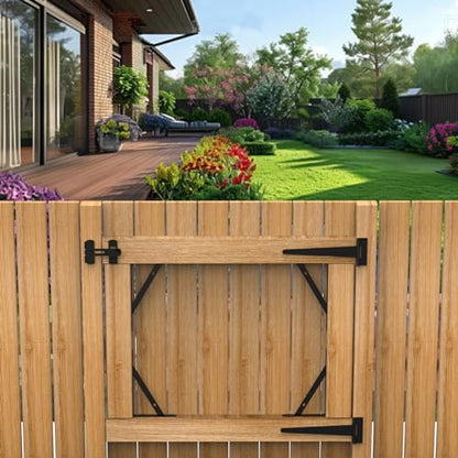 Fence Gate Frame Kit with 8 inch Hinges and Gate Latch, Includes Corner Brace Brackets, Suitable for Wooden Shed Doors and Barn Doors - size: 8 inch set