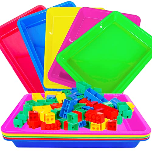 10 Pack Activity Plastic Art Trays,14 * 10 Inch Art Trays for Arts and Crafts,Multicolor Plastic Art Trays for DIY Projects,Beads,Painting,Jewelry - size: 14 x 10 x 1.2 inch