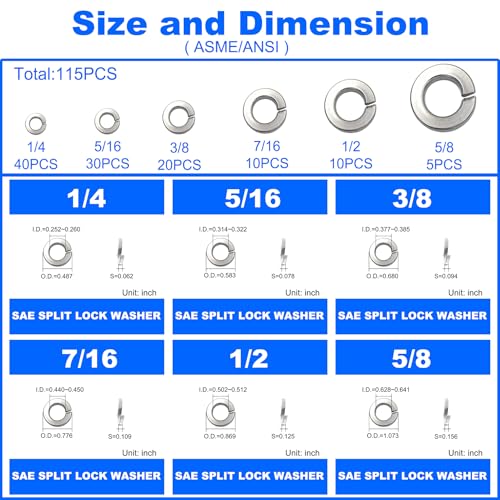 304 Stainless Steel SAE Split Spring Lock Washers Gasket