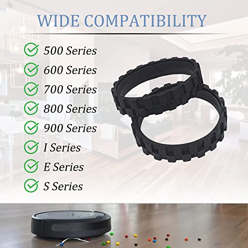 Garbage fighter Tires for IROBOT ROOMBA Wheels Series 500, 600, 700, 800 and 900, e5, e6, i7,Anti-Slip, Great Adhesion and Easy Assembly, Wheel Replacement for All roomba Models (Black 4 Pack) - color: 4wheels