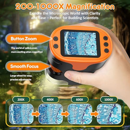Kids Digital Microscope STEM Toy: Complete Science Gift Kit for Ages 4-12