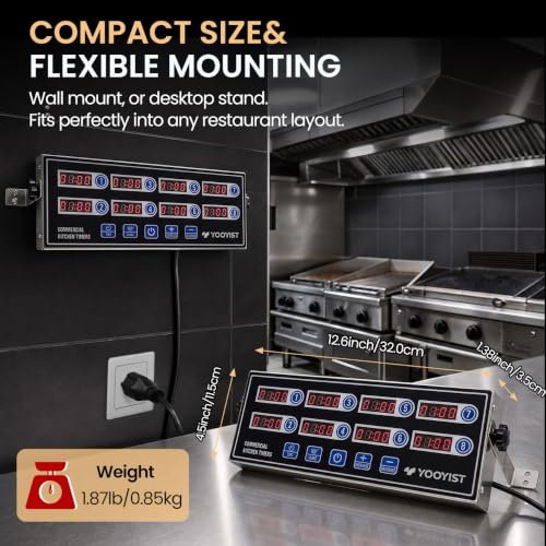 Commercial 8 Channel Digital Kitchen Timer Loud Alarm Cook Timer - color: Black