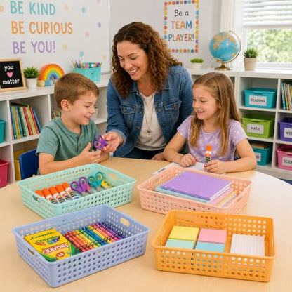6 Pack Turn‑in Paper Trays for Classroom, Morandi - color: Morandi