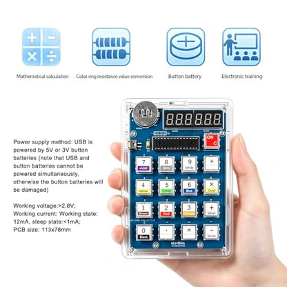 Soldering Practice Kit Electronic Calculator Electronic Kits 6 Digits Desk Calculator Resistor Resistance Reader DIY Kit Soldering Projects for Soldering Practice