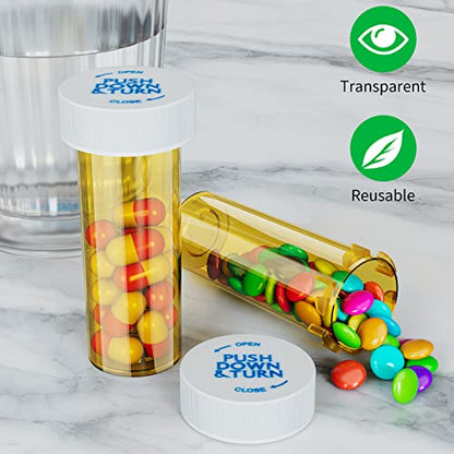 Empty Plastic Medicine Pill Bottles with Child Resistant Caps (12 Pack), 13 Dram Small Prescription Vial Medicine Containers Travel Pill Bottles Clear Pill Case Organizers - size: 13 Dram (12 Pack)