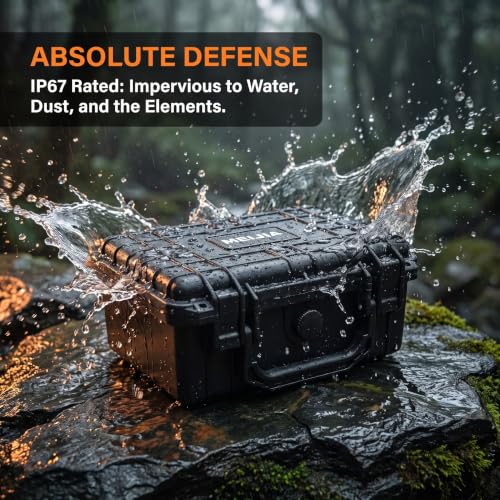 MEIJIA Portable All Weather IP67 Waterproof Protective Case,Hard Camera Case,Dry Case with Customized Foam,Fit Use of Drones,Camera,Equipments,Elegant Black (9.17inch x 7.56inch x4.33inch) - size: 9.17" x 7.56" x 4.33"