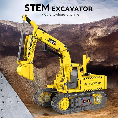 aukfa Excavator Robot Building Toys for Boys, STEM Projects for Kids Ages 8-12, Remote & APP Control Stem Kits Learning Educational Building Kit Dinosaur Robot Toy Gifts for Boys Girls (555 Pieces)