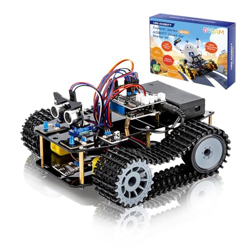 ACEBOTT Smart Robot Tank Car Kit with ESP32 for Arduino Robotics for Kids Ages 8-12 12-16 STEM Science Kits Coding Gifts for 8-16 Year Old Boys Girls Teens Cool Engineering Building Toys Unique Gifts - color: Gray