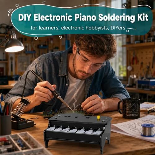 DIY Electronic Piano Kit, Graphical Programming Piano Solder Project Kit with Speaker and LED, USB Powered DIY Electronic Kits for Learning and Teaching Soldering and Electronics