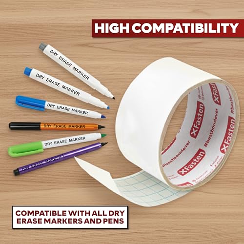 XFasten Dry Erase Tape White 2-Inch x 30-Feet (3-Pack 90 Feet Total) Zero Smudging Ghosting-Free Whiteboard Tape, Reusable Dry Erase Labels for Storage Bins, Sentence Strips for Teachers - size: 2-Inch x 30-Feet (3-Pack, 90 Feet Total)