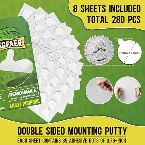 280 Pcs Double Sided Adhesive Dots, 0.79" Clear Removable Sticky Adhesive Mounting Putty, Waterproof No Residue Dots Adhesive Putty for Poster Picture Festival Decoration Museum - size: 0.79in