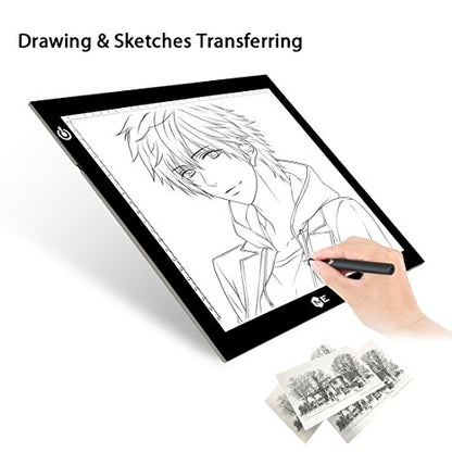 ME456 A4 LED Light Box 14" Light Pad USB Power Light Table for Tracing, - style: 14" Black (USB Powered)