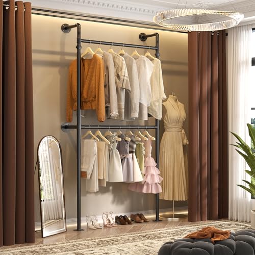 Aheaplus Industrial Pipe Clothing Rack, Reversible 3.5FT Clothes Rack - size: 41 inches
