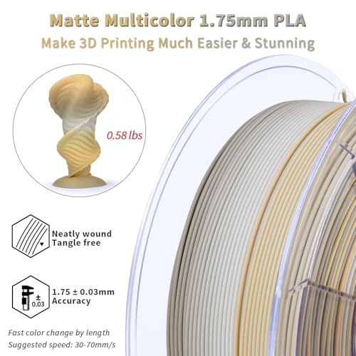 ZIRO 3D Printer Filament, Fast Color Change, Matte PLA 1KG, Beige Shell - color: Beige Shell (Matte)