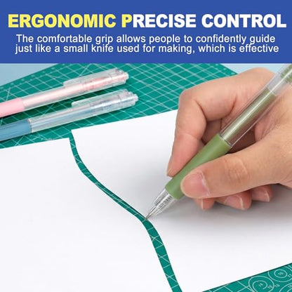 6 Pack Retractable Precision Craft Knife Pen Set, Fine Point Art Paper Cutter with Safety Cap, Sticker Cutter Tool, Craft Cutting Supplies for Scrapbooking Vinyl Weeding Card Making, 6 Colors