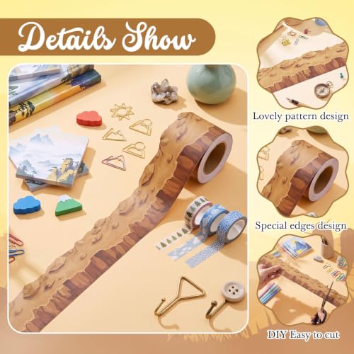 Fuutreo 33ft Gobi Sands Bulletin Board Borders Decoration, Classroom Display Board Trim Rolls for Office School Classroom Chalkboard Party Decoration