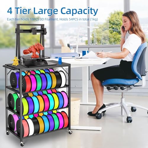 3D Printer Stand Table for 48 Filament Storage Rack, Black - color: Black