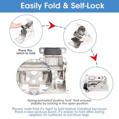 TopDirect 4 Pack Locking Hinge for Folding Table Brackets (Silver) - color: Silver, size: 4 Pack