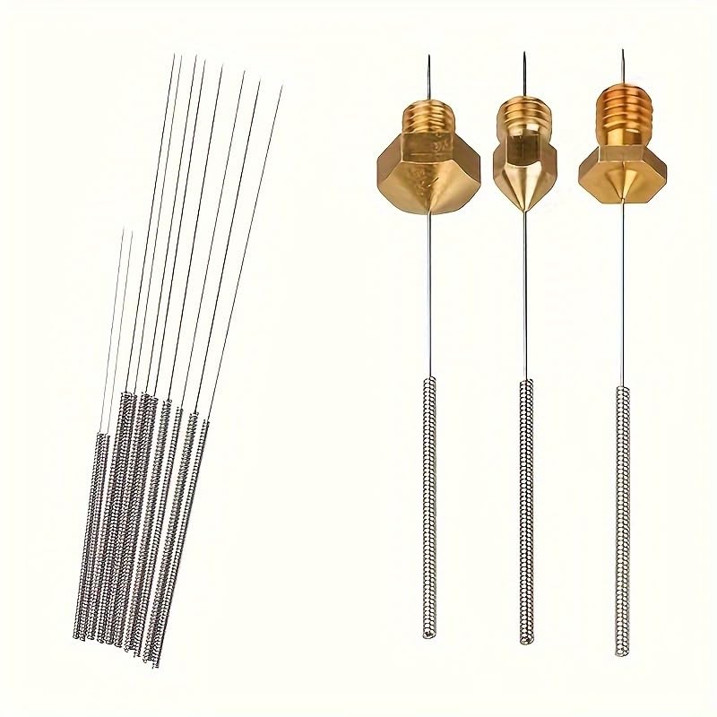 10PCS Stainless Steel Cleaning Nozzle Tool Kit for Car Window Wiper Jets, 3D Printer Extruder, Gas Stove Burner, Shower Head, Needle Tube Unclog Brush Set for Precision Maintenance