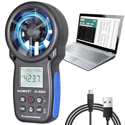 HVAC CFM Anemometer 90Mph, AIOMEST Handheld Air Flow Velocity Meter 866A
