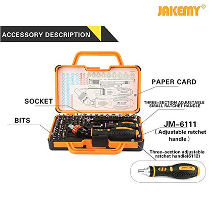 Precision Ratchet Screwdriver Set, JAKEMY 69 in 1 Household Screwdriver Home Repair Tool Kit, Disassemble Magnetic Rotating Ratchet Screwdriver Kit for Furniture/Car/Computer/Electronics Maintenance - color: Jm6111 - 69 in 1 Household