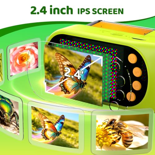 Handheld Microscope for Kids, Outdoor Explorer STEM Toy with Bonus Tools, 2.4" IPS Screen, Ergonomic Grip, Digital Camera, Photo/Video, Magnifier, Science Kit – Gift for Boys & Girls Age 3-12 - color: Green