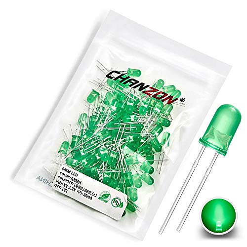 CHANZON 100 pcs 5mm Green Diffused LED Diode Lights(DC 2V 20mA) - color: H) Green-green (100pcs)