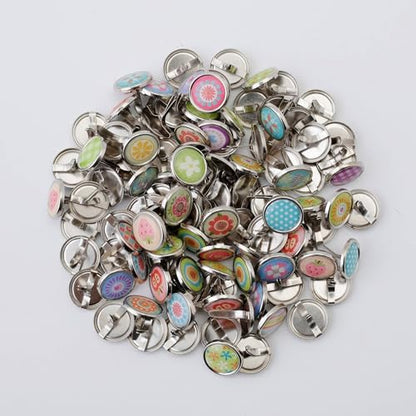 Metal Cute Decorative Brads (12mm), Mixed Mini Small Round Head Brass Paper Fasteners with Split Pins for Scrapbooking, DIY Crafts, Script Projects & More (100PCS)