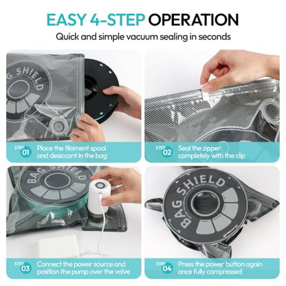 3D Printer Filament Vacuum Storage Bags Kit with Auto Pump for 3D Filament - size: 10 Bags + Electric Pump