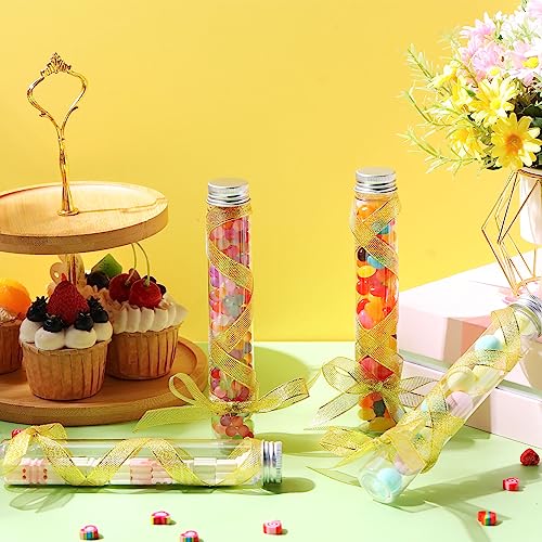 Xuhal 40 Pcs 30x185mm Clear Plastic Test Tubes with Caps for Candy Storage