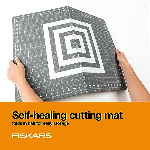 Fiskars 3-Piece Sewing Tool Set w/ 45mm Rotary Cutter, Cutting Mat & Ruler