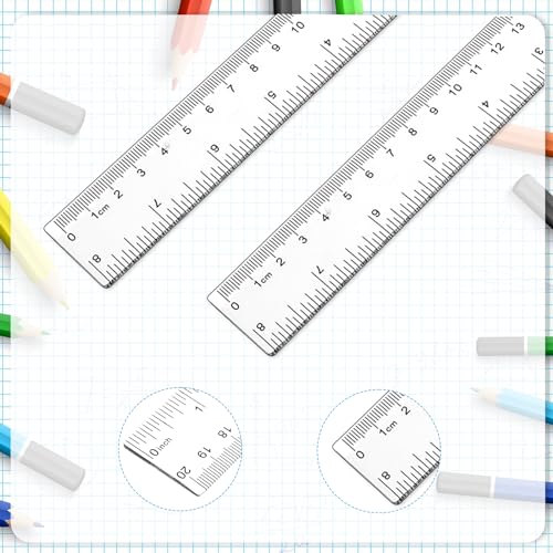 3 Pack 8 Inch Ruler Set Plastic Straight Ruler Transparent Measuring Tool Acrylic Clear Ruler for School Office Student(Transparent) - color: Transparent, size: 3 x 8 Inch