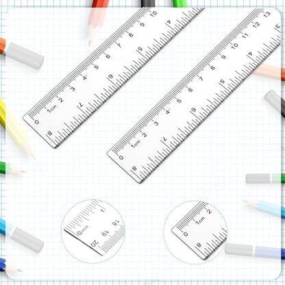 3 Pack 8 Inch Ruler Set Plastic Straight Ruler Transparent Measuring Tool Acrylic Clear Ruler for School Office Student(Transparent) - color: Transparent, size: 3 x 8 Inch