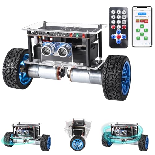 MIOYOOW DIY Self-Balancing Robot Car Kit, Soldering Practice STEM Project with Ultrasonic Obstacle Avoidance, WiFi + IR Dual Control, Electronic Solder Engineering Kit for Kids Ages 15+
