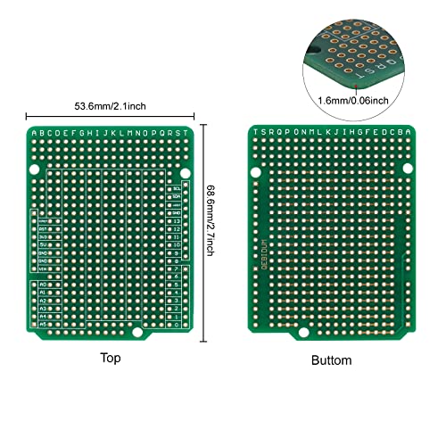 Prototyping Board, PCB Prototype Board, Protoboard Double Sided Perforated 2.54mm Pitch Soldering Breadboard Circuit Perma Proto Boards for Arduino UNO R3 Shield DIY Electronic Projects (10)