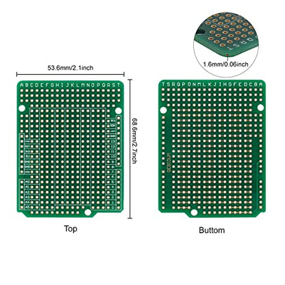 Prototyping Board, PCB Prototype Board, Protoboard Double Sided Perforated 2.54mm Pitch Soldering Breadboard Circuit Perma Proto Boards for Arduino UNO R3 Shield DIY Electronic Projects (10)