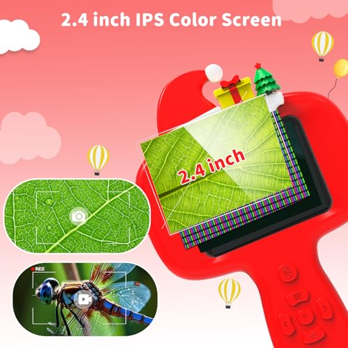 BLACKROOT Microscope for Kids, 2.4" Handheld Digital Pocket Microscope - color: Red