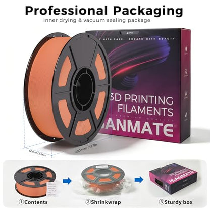 iSANMATE Matte PLA Filament 1.75mm Orange Red PLA 30-300mm/s 1KG for Bambu - color: Orange Red
