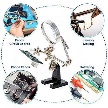 AmScope CBH-THTMG Third Hand Tool Circuit Board Holder with Magnifying